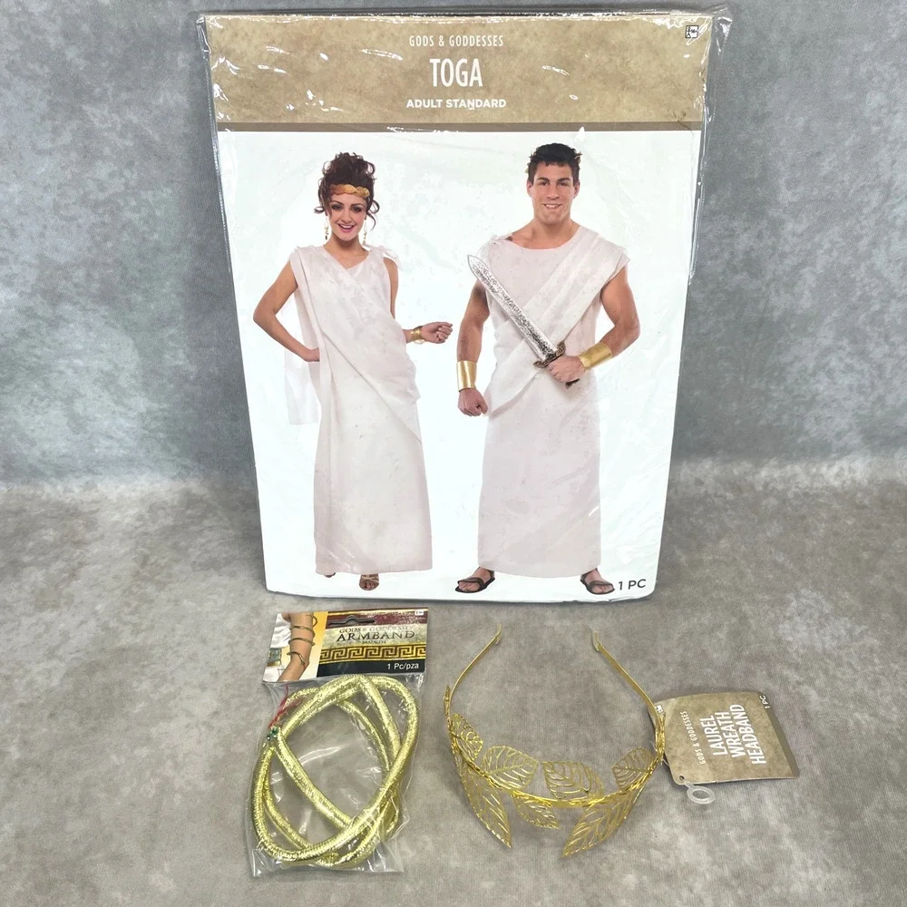 Gods & Goddesses White Toga & Accessory Lot Adult Unisex Halloween Costume 1 Sz